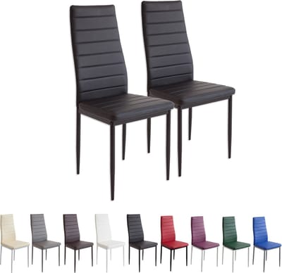 MILANO Eetkamerstoelen in Set van 2, Zwart - Gestoffeerde stoel met kunstleer bekleding - Modern stijlvol design aan de eettafel - Keukenstoel of eetkamerstoel met hoog draagvermogen tot 110kg