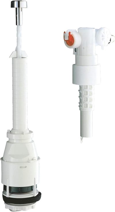 Toiletreservoir Mechanisme - Vlotterkraan Set - Toilet Onderhoud - Onderbreekbaar Spoelen - 18 x 47 x 10 cm - Chroom