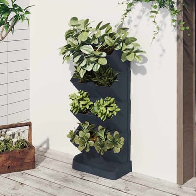 vidaXL - Plantenbakkenset - 4 - st - verticaal - polypropeen - antracietkleur