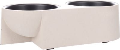 Voerbak hond - drinkbak hond - 2x750ml - Duo Dinner Kana Beige & Zwart - dubbele voer- en drinkbak met houder