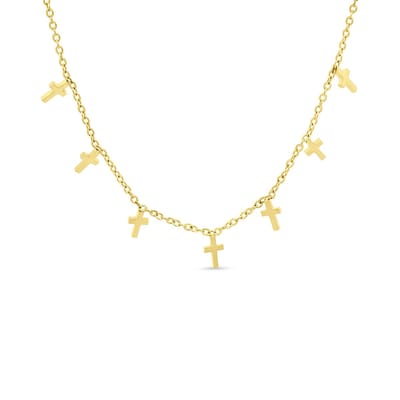 CO88 Collection - 8CN-26467 - fijne schakelketting vrouwen met kruizen - goudkleurig