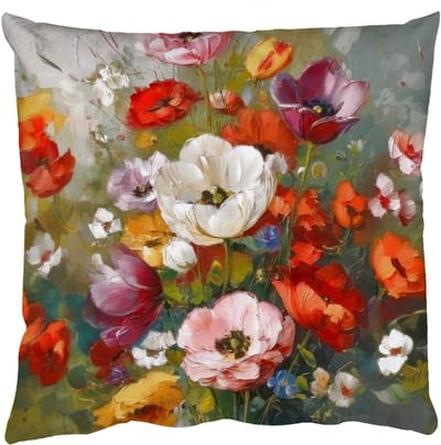 Sierkussens - Kussentjes Woonkamer - 50x50 cm - Vrolijk boeket - Dynamisch - Subtiele kleurspatten