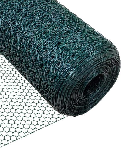 Zeshoekig Konijnengaas Kippengaas Maaswijdte 25mm | Hoogte 100cm | Lengte 50m | PVC-gecoat Groen