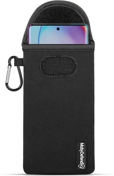 MobyDefend Hoesje - Geschikt voor Motorola Edge 40 Pro - Neopreen Pouch Met Karabijnhaak - Insteek - Riemlus - Zwart