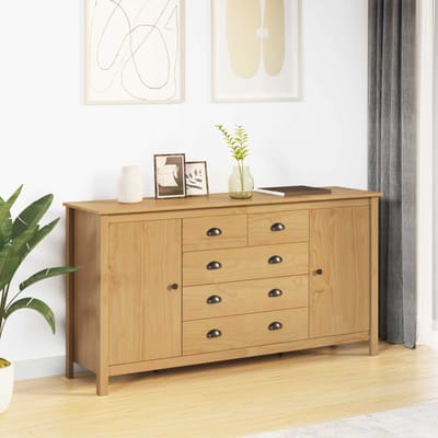 vidaXL - Dressoir - HILL - Honing - bruin - 154 - x - 40 - x - 80 - cm - Massief - grenenhout