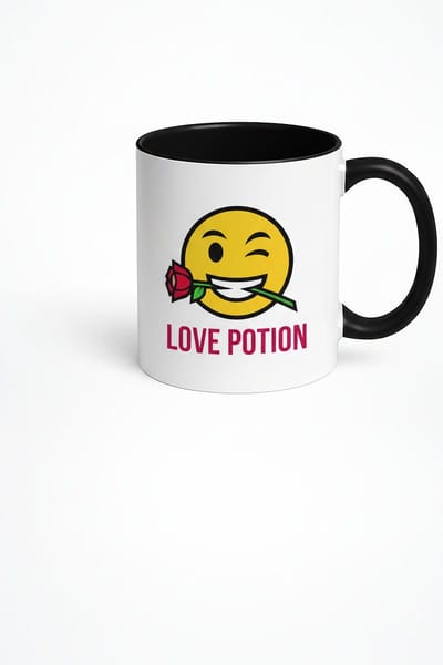 Mok met Wink Emoji en Roos | Love Potion Liefdesdrank Mok | Valentijn Cadeau