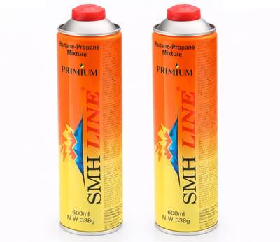 SMH LINE® Gasflessen - 2x 600ml - EN417 Schroefventiel - Gasfles voor onkruidbrander
