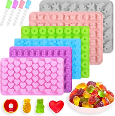 Siliconen Mallen voor Chocolade en Snoep - 6 Stuks, Ideaal voor Gummy, Jelly en IJsblokjes maken, Antiaanbak en Herbruikbaar Keukengerei