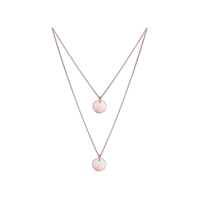 Elli Halsketting Layer Geo Cirkel 925 Zilver rosegoud verguld