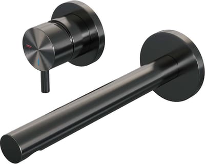 Brauer Gunmetal Edition inbouw wastafelmengkraan met rechte uitloop en rozetten model B2 gunmetal geborsteld PVD