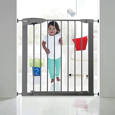 Veiligheidshekje - Babyhekje trap - Kindveilige woning - Drukbevestiging zonder boren - 73-79 cm - Grijs