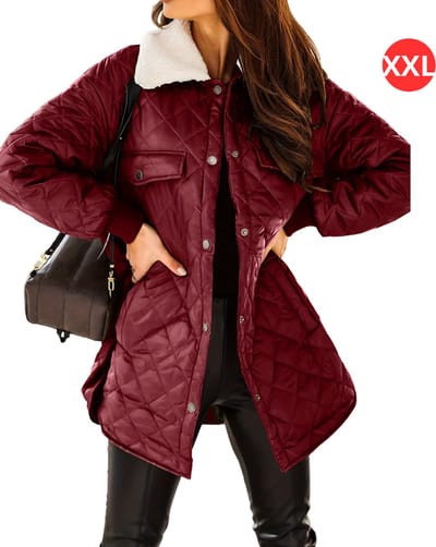 Livano Winterjas - Parka Dames Winterjas - Winter - Volwassen - Stijlvol - Bordeauxrood - Maat XXL