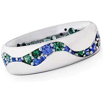 Huitan Paved Groen/Blauw CZ Bandringen voor Dames Hoge Kwaliteit Kleur Elegante Damesvingerring Trendy Sieraden Drop Ship 9