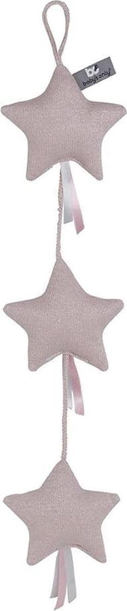 Baby's Only Gebreide decoratie slinger ster Sparkle - Decoratieve accessoires - Zilver-Roze Mêlee - Met subtiel glittertje - Met ophanglusje