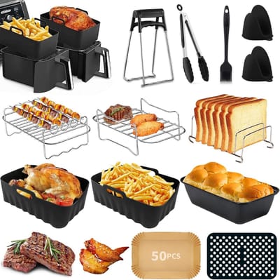 DailySupplies® Airfryer Accessoires - Siliconen Bakje - Bakpapier - Zwart