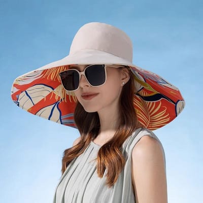 Dames Zonnehoed Brede Rand UV Zonbescherming Zomer Lente Hoed Omkeerbaar Dubbelzijdig te Dragen Strandhoed Opvouwbare Bucket Hoed black
