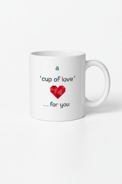 Mok 'A Cup of Love' met Geometrisch Hart | Liefdes Mok Cadeau