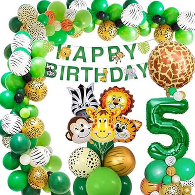 FeestmetJoep® 56-delig feestpakket Jungle - 45 stuks jungle ballonnen - Jungle verjaardag 5 jaar - Jungle thema feestje - Jungle versiering - Jungle feestartikelen - Jungle slinger - Jungle ballonnen - Jungle kinderfeestje