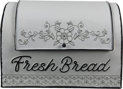 Clayre & Eef Opbergdoos 30x20x20 cm Wit Bruin Metaal Bloemen