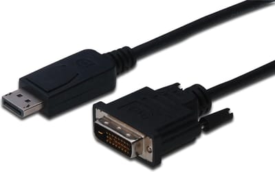 Digitus AK-340301-010-S DisplayPort-kabel DisplayPort / DVI Adapterkabel DisplayPort-stekker, DVI-D 24+1-polige stekker