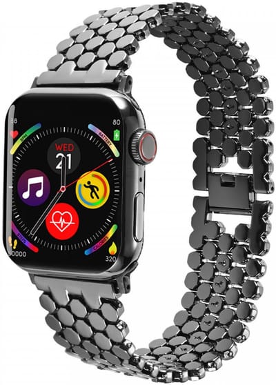 Honingraat Roestvrij Stalen Bandje Geschikt voor Apple Watch 1 / 2 / 3 / 4 / 5 / 6 / 7 / 8 / 9 / 10 / SE / Ultra 49MM / 46MM / 45MM / 44MM / 42MM - Metalen RVS Band - Zwart