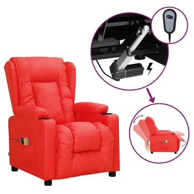 vidaXL - Massagestoel - elektrisch - kunstleer - rood