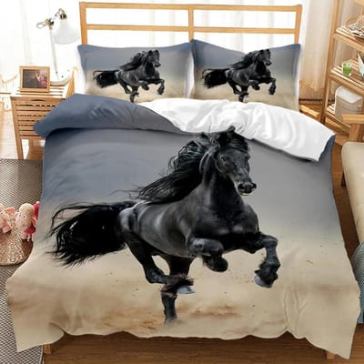 Paard Dekbedovertrek Set Een Groep Bruine Paarden Rennen Beddengoed Set 3D Dier Wild Paard Queen King Size Polyester Dekbedovertrek 70x133cm 2pcs