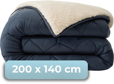HUSH Living - Wasbaar Dekbed Tweekleurig Design Navy/Teddy - 140x200 cm – 300 gsm - inclusief bijpassende kussensloop