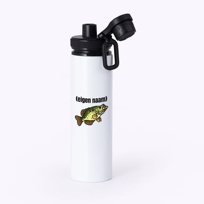 Hacebo® - vis met eigen naam waterfles met draaidop zwart - Vis - vissen liefhebbers - iemand die houdt van vissen - verjaardag - cadeau - kado - water fles - 850ML