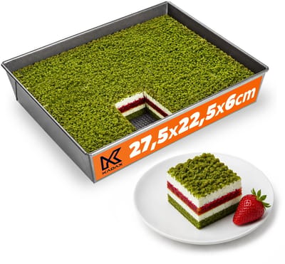 KADAX Bakplaat, Bakvorm voor Cake, Taart, Brood, Brownie, Staal anti-aanbak, Taartpan, stevig, Cake Bakvorm, gemakkelijk schoon te maken, rechthoekig, zilver (27,5 x 22,5 x 6cm)