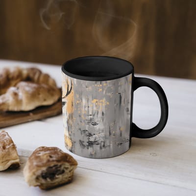 Magische Mok - Foto op Warmte Mokken - Koffiemok - Abstract - Hert - Gewei - Goud - Magic Mok - Beker - 350 ML - Theemok