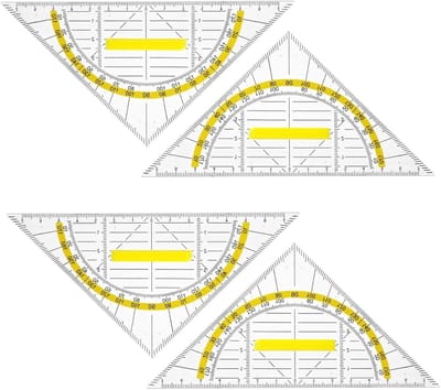 Geodriehoek met handgreep - Tekendriehoek meetinstrument - Nauwkeurig tekenen - Flexibel en breukvast - 16 cm - Transparant