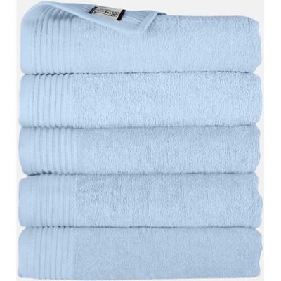 The One Towelling Badhanddoek - 70x140 cm - 5 stuks - Hotelkwaliteit - 450 g/m² - 100% Gekamd katoen - Licht blauw