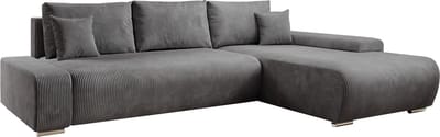 Sofa Iseo - Rechts - Met slaapfunctie - Donkergrijs