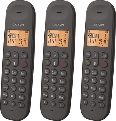 Logicom - ILOA 350 - Huistelefoon Draadloos Trio - zonder antwoordapparaat - 3 Handsets - Dect telefoon - Zwart