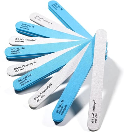 Set van 10 Dubbelzijdige Vijlenset - 5 Dikke en 5 Dunne Nagelvijlen 100/180 Grit, Wasbare Manicure Tools voor Nagelstyling en Vingerverzorging