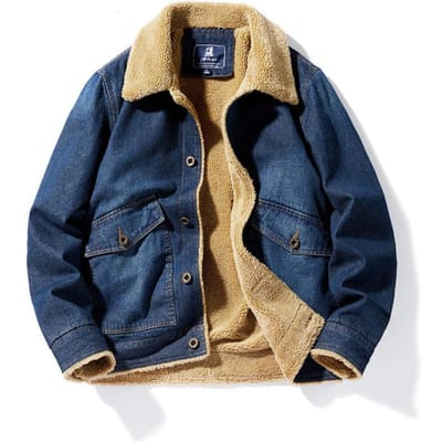 Heren Korte Denim Katoenen Jas Plus Fluweel Herfst en Winter Lamswol Verdikt Herfst en Winter Warm Heren Casual Katoenen Jas 3XL black