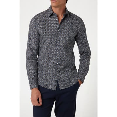 GUESS Marciano By  Ls Italian Colla Rou Blue Mixed Flowers Taglia: 38 | Camicie Casual Outlet | Uomo | Blu