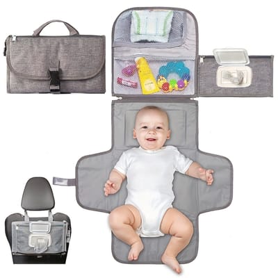 Luiertas-draagbare waterdichte baby verschoningsmat-mama tas-baby accessoires-outdoor family travel-babyverzorging-grijs