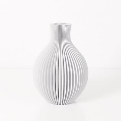 Fleuriek vaas ISABELLA - Wit H26 cm - Elegante bolvaas met geribbeld design - Luxe woonaccessoire voor tafel, kast of dressoir