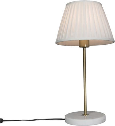 QAZQA kaso - Retro Tafellamp met kap - 1 lichts - H 500 mm - Wit - Woonkamer | Slaapkamer | Keuken