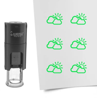 CombiCraft Stempel bewolkt met zon 10mm rond groene inkt - per 1 stuk