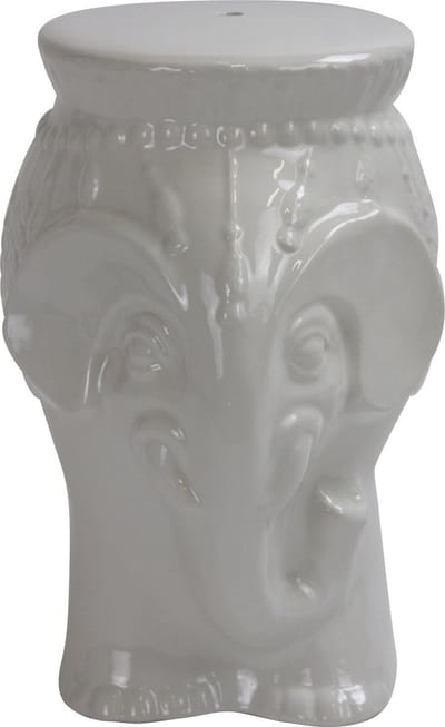 Fine Asianliving Keramische Kruk Olifant Wit Handgemaakt D33xH46cm Keramiek Bijzettafel Porselein Stoel Tuinkruk