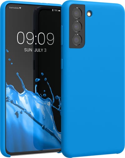 kwmobile telefoonhoesje geschikt voor Samsung Galaxy S21 - Hoesje met siliconen coating - Smartphone case in stralend blauw