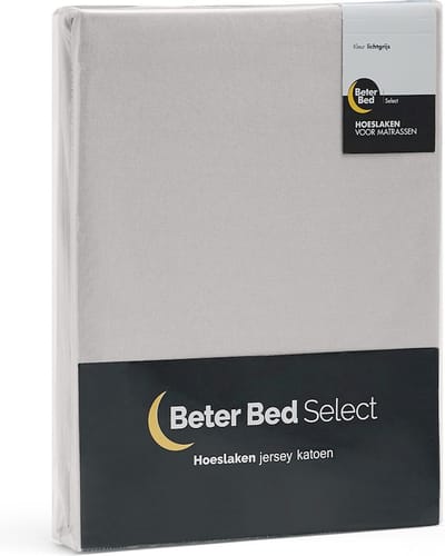 Beter Bed Select Jersey Hoeslaken - 70/80/90 x 200/210/220 cm - 100% Katoen - Matrasbeschermer - Matrashoes - Lichtgrijs