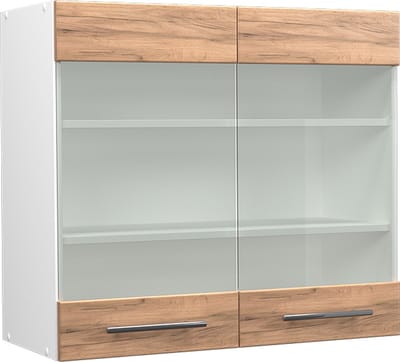 Vicco Fame-Line Glazen keukenkast – 80 cm Krachtige eik goud