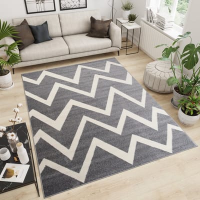Tapiso Maroko Vloerkleed Woonkamer Zigzag Grijs Maat- 200x290
