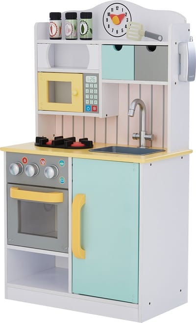 Teamson Kids Houten Speelkeuken Met Accessoires - Kinderspeelgoed - Rollenspel Speelgoed - Wit/Groen & Geel