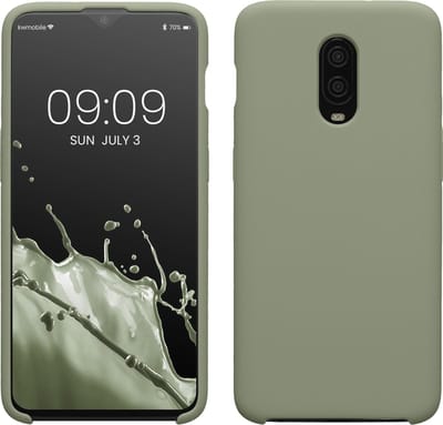 kwmobile telefoonhoesje geschikt voor OnePlus 6T - Hoesje met siliconen coating - Smartphone case in grijsgroen