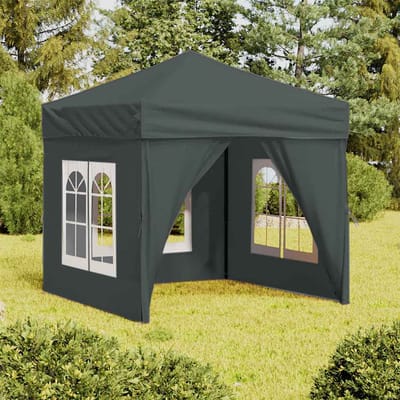 vidaXL - Partytent - inklapbaar - met - zijwanden - 2x2 - m - antracietkleurig